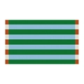 Top-down view of woven bath mat with green and blue stripes and orange checkered borders - Coastal Memories / 40x60cm (Diatomite)