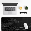 Extra large black desk mat with white Great Wave line art pattern for office use - Syt826 Mouse Pad-7 / 30*70cm (new Diatom Mud)
