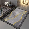 Modern grey marble bathroom mat with gold veins and quick-dry absorbent material - 40x60cm (Diatomite) / Quicksand