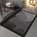 Modern minimalist gray geometric diatomaceous earth bath mat in a bathroom setting - 40x60cm (Diatomite) / Triangle