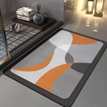 Detail view of quick-dry diatom mud bath mat with geometric orange and grey patterns - 40*60cm (Skin-friendly Velvet) / Phantom Layer