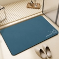 Minimalistische marineblaue Diatomeenschlamm-Badematte mit Keep Clean Spruch und Antirutsch-Struktur - Keepclean Blau / 40x60cm (Kieselgur)