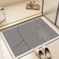 Tappetino da bagno giapponese in terra di diatomee stile Wabi-sabi con linee geometriche - Dimensione Standard Nuovo Farina Fossili / Design a Linee ad Arco Semicircolare Stile Tre
