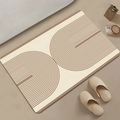 Japanese Wabi-Sabi diatom mud bath mat with minimalist brown geometric arcs on cream base - Po-japanese-7 / 40*60cm (Skin-friendly Velvet)