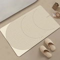 Detailed close-up of beige geometric diatom mud bath mat with rapid water absorption - Po-japanese-9 / 40*60cm (Skin-friendly Velvet)