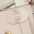 Detail of oval beige bath mat featuring minimalist black concentric circles and soft texture - Po-japanese Style-11 / 40*60cm (Skin-friendly Velvet)