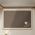 Vue détaillée du tapis de bain en terre de diatomée à séchage rapide avec texte - Fleur Porte-bonheur Simple Géométrique / 40x60cm (Diatomite)