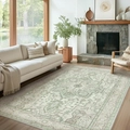 Alfombra vintage bohemia de cachemira sintética con motivos persas para salón - 40*60cm (Imitación Cachemira) / SYT625 Persa Vintage (5)-Verde Grisáceo/Crema