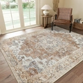 Detail of vintage Persian rug with warm orange and blue floral medallion in a cozy living room - Syt625 Retro Persian Style (9) / 40*60cm (Skin-friendly Velvet)