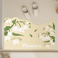 Dettaglio del tappeto da bagno in terra di diatomee ondulato con motivo a mughetto - 40x60cm (Diatomite) / Mughetto