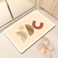 Tapis de bain minimaliste en terre de diatomée avec art abstrait et chaussons de maison - 40x60cm / Terre de Diatomée / Lignes Points Minimalistes (MJX1023-3)