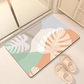 Detailed texture of diatom mud bathroom mat with abstract monstera leaf patterns - 40x60cm / Monstera Leaf-Smooth Style(MJX1023-5)