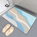 Absorbent diatomite bath mat with abstract blue wave design and anti-slip backing - 40x60cm / Sky Blue Wave Fluid (MJX1023-8) / Sky Blue