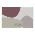 Detail of absorbent diatomite mat with abstract color blocks and supple text design - 40x60cm / Supple Geometric Red Brown-New Diatom Mud (MJX1023-13)