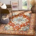Vintage Persian style bohemian rug with blue medallion on orange and white carpet - Xh-antique Persian Style-5 / 40*60cm (Faux Cashmere)