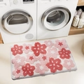 Dettaglio di un tappeto da bagno con fiori rossi e bianchi e una morbida trama - 40x60cm Imitazione Cashmere / Stile Floreale Rosso Rosa Bianco (mjx1017-4)