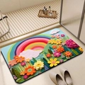 Absorbent floral diatom mud bath mat with 3D embossed rainbow design and non-slip surface - 3d Rainbow Garden - 6 / 40x60cm (Diatomite)