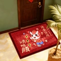 Red Lunar New Year floor mat with festive cartoon mascot and Chinese blessing characters - 40*60cm / Pony Fortune (4)
