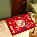 Red 2026 Year of the Horse door mat with festive cartoon horse and lucky Chinese charms - 40*60cm / Pony Fortune (1)