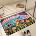 Close-up of a 3D floral diatom mud bath mat with vibrant rainbow colors and textures - 3d Rainbow Garden-13 / 40x60cm (Diatomite)