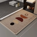 Detail of linen diatomite mat featuring modern geometric patterns and welcome home text - 40*60cm / Skin-friendly Fleece Style (Rectangular) / Bathroom-6 (Geometric Art)