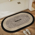 Oval linen-texture diatom mud bath mat with Bathroom print and non-slip backing - 40*60cm (Skin-friendly Velvet) / Beige Grey