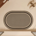 Detail of oval oatmeal bath mat with woven texture and black double-ring border - 40*60cm (Skin-friendly Velvet) / Border Linen Texture - Square - 2