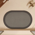 Detail of oval absorbent bath mat showing bicolored woven linen texture and non-slip surface - 40*60cm (Skin-friendly Velvet) / Border Linen Pattern - Square - 4