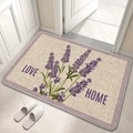 Detailed lavender floral diatomite bath mat with Love and Home text in a home setting - American Pastoral Floral Pattern 16
