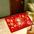 Red 2026 Year of the Horse door mat featuring cartoon horse and lucky symbols - 40*60cm / Pony Fortune (3)