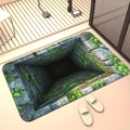 Close-up of 3D visual stone well design on absorbent anti-slip bathroom floor mat - 40*60cm (Diatom Mud) / Mossy Stone Well (Trap-6)