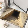 Detailed view of the 3D stone staircase illusion mat in a modern entryway setting - 40x60cm (Diatomite) / Visual Trap 12