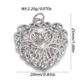 Détails des dimensions du pendentif cœur en argent avec 25 mm de haut et 20 mm de large - Cœur Creux Argenté (YSN219-11)