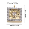 Détail du pendentif carré en or avec pierre de cœur et dimensions 15mm x 13mm - Pierre Principale de Coeur Carré (YSN219-04)