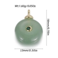Detail view of green natural stone pendant with gold clasp and dimensions in mm and inches - Green Ping'an Buckle (YSN216-12)