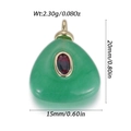 Detail of triangle green stone pendant with red zircon inlay and gold metal framing - Green Triangle With Red (YSN216-14)