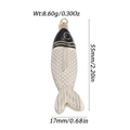 Detailed view of enamel fish pendant with dimensions of 55mm by 17mm and weight of 8.6g - Black and White Fish Pendant (YSN220-01)