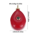 Detailed view of red drop pendant with black zircon inlay and dimensions 25x13mm - Red Water Drop With Black (YSN216-01)