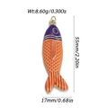Detailed view of colorful tropical fish pendant with dimensions and weight info - Orange and Purple Fish Pendant (YSN220-05)