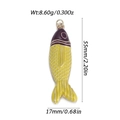 Detailed view of yellow fish pendant with dimensions of 55mm length and 8.6g weight - Purple and Yellow Fish Pendant (YSN220-06)