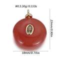 Detailed view of red agate pendant with green zircon inlay and gold-tone mounting - Red Circle With Green (YSN216-09)