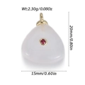 Detailed view of heart pendant with stone and dimensions 20mm by 15mm for jewelry making - Opal Heart With Red (YSN216-15)
