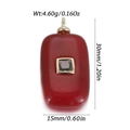 Macro view of red rectangular gemstone pendant with gold inlay and size measurements - Red Rectangle With Black (YSN216-18)