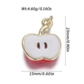 Detailed view of 3D enamel apple charm with dimensions 23mm by 15mm and weight 4.60g - White Red Apple Style (YSN233-01)