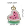 Detail showing dimensions of heart-shaped watermelon enamel charm for jewelry - Pink Heart Watermelon (YSN233-08)