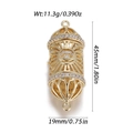 Golden enamel evil eye pillar charm pendant with white rhinestones and dimensions - Evil Eye Hollow Cylinder (YSN215-10)