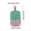 Geëmailleerde tarot hanger met zon en hand ontwerp, goudkleurige ketting bedel - Astrologische Kaart-Cyaanroze (YSN229-03)