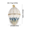 Elegant white and blue enamel egg pendant with sparkling zircons and gold trim - Cream White Blue Base Egg (YSN215-06)
