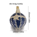 Blue enamel hot air balloon pendant with gold plating and sparkling star crystal accents - Dark Blue Enamel Sphere (YSN215-07)