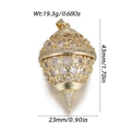 Golden hollow egg pendant with blue enamel and clear cubic zirconia pavé setting - Gold Hollow Oval (YSN215-09)